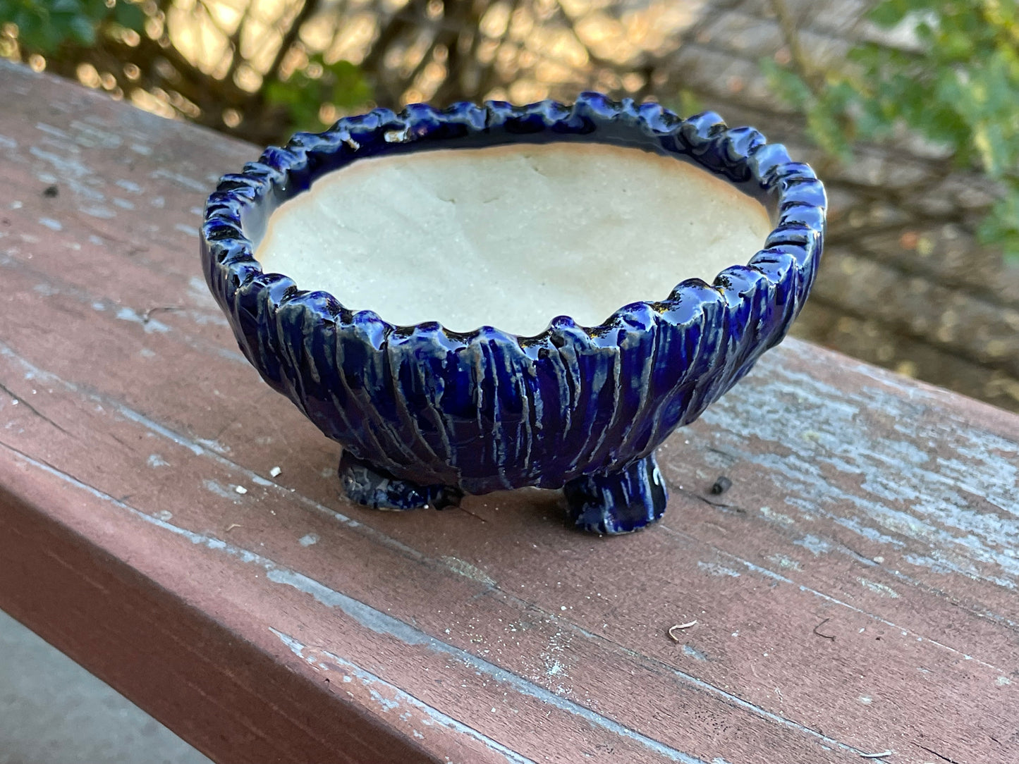 Sapphire Blue Accent Pinch Pot 4"