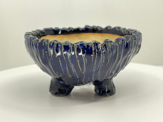 Sapphire Blue Accent Pinch Pot 4"