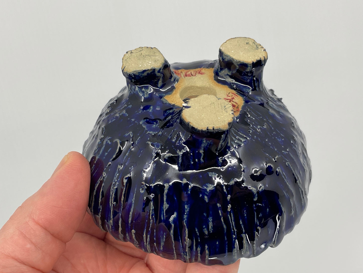 Sapphire Blue Accent Pinch Pot 4"