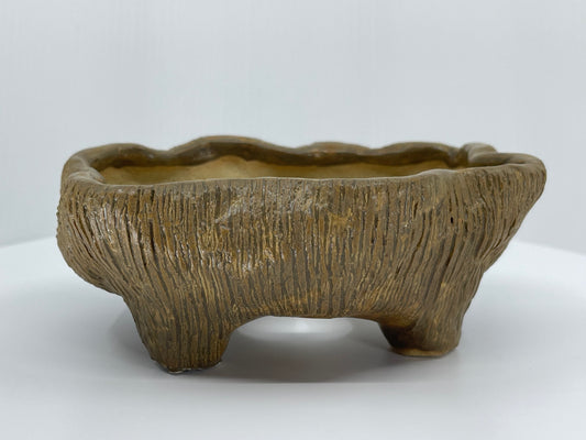 Tan Textured Accent Pinch Pot 4.6"