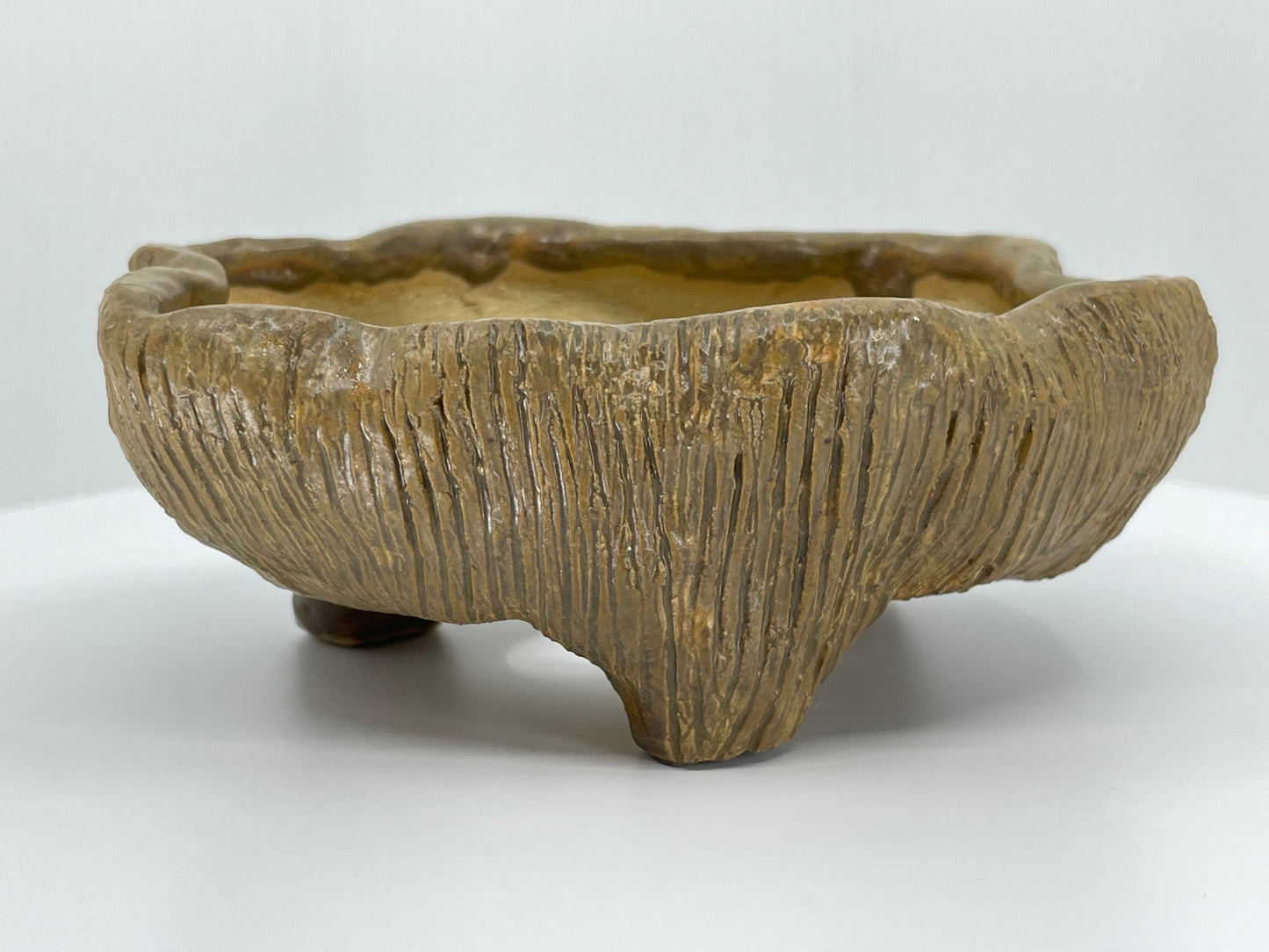 Tan Textured Accent Pinch Pot 4.6"