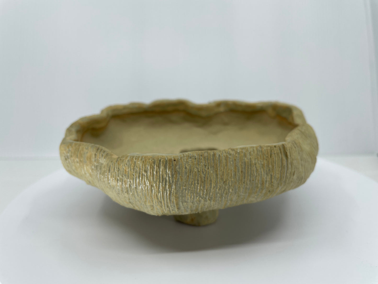 Beige Textured Accent Pinch Pot 6"