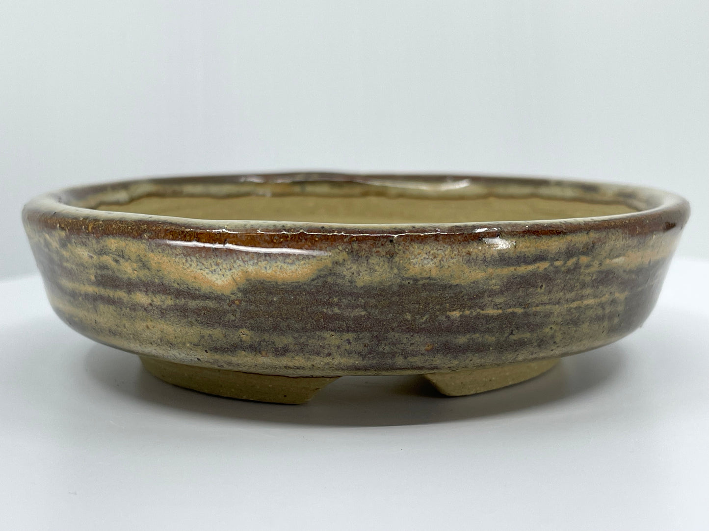 Brown Round Shohin Bonsai Pot 4.4"