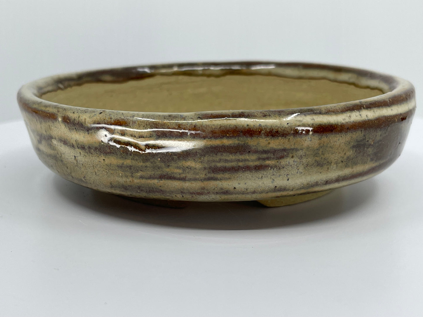 Brown Round Shohin Bonsai Pot 4.4"