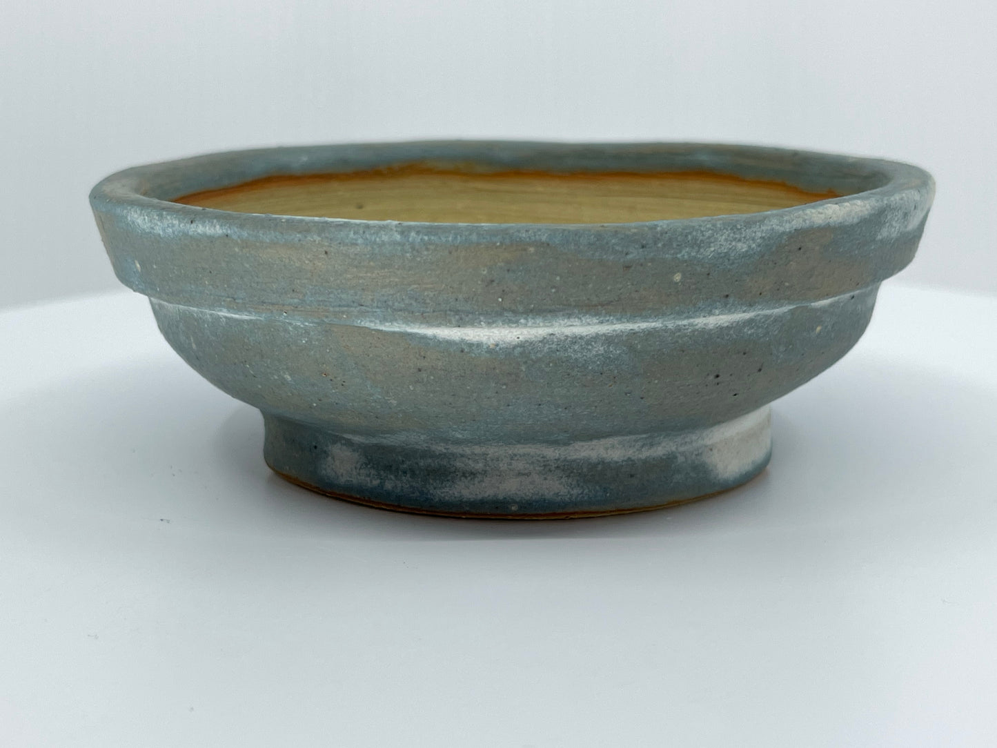 Frosted Matte Blue Round Shohin Bonsai Pot 4.2"