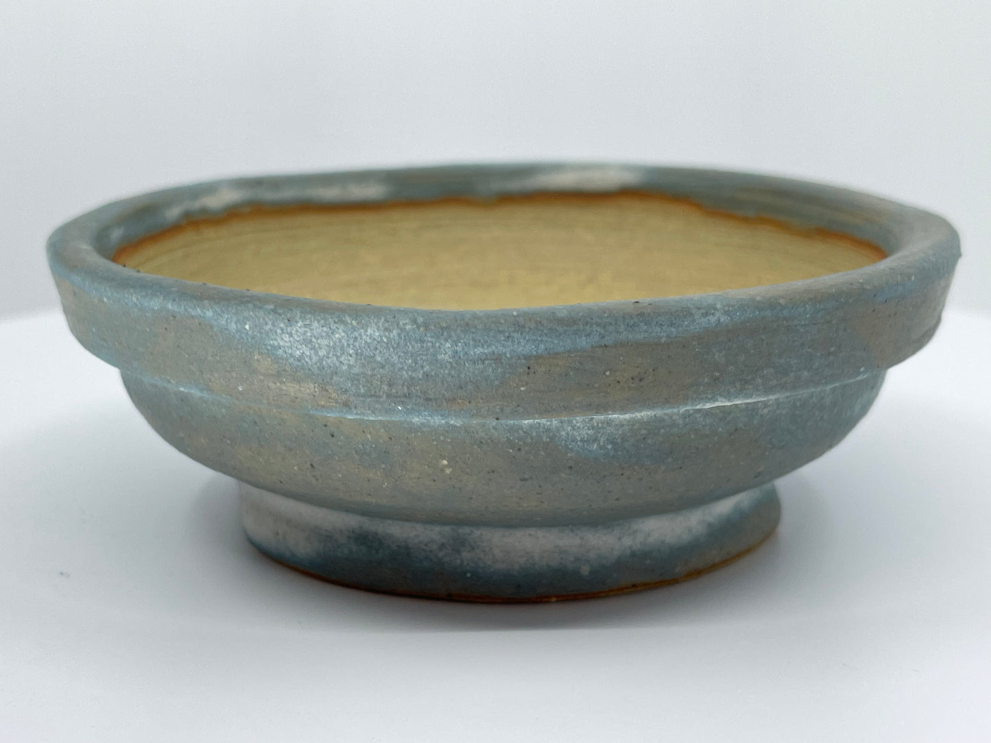 Frosted Matte Blue Round Shohin Bonsai Pot 4.2"