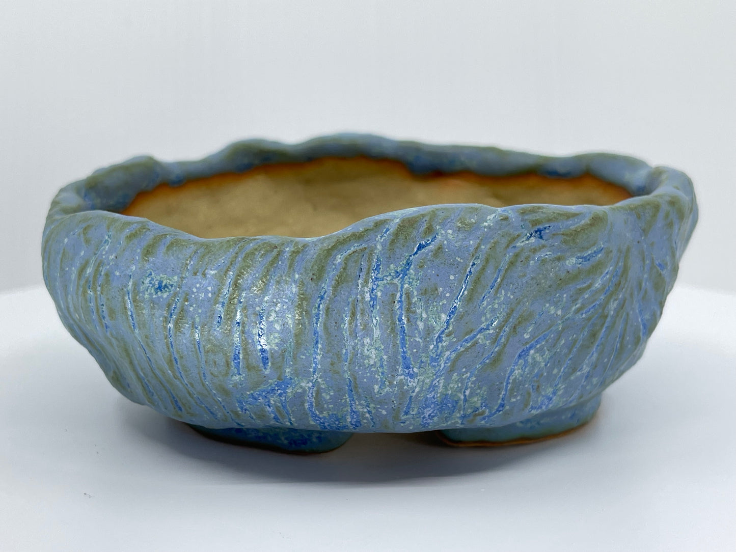 Blue Textured Accent Pinch Pot 4.5"