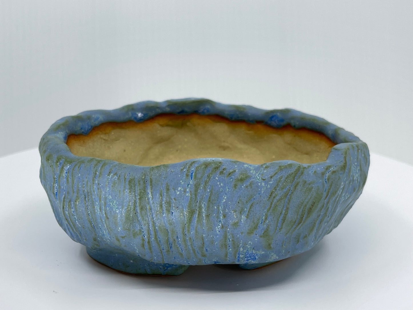 Blue Textured Accent Pinch Pot 4.5"