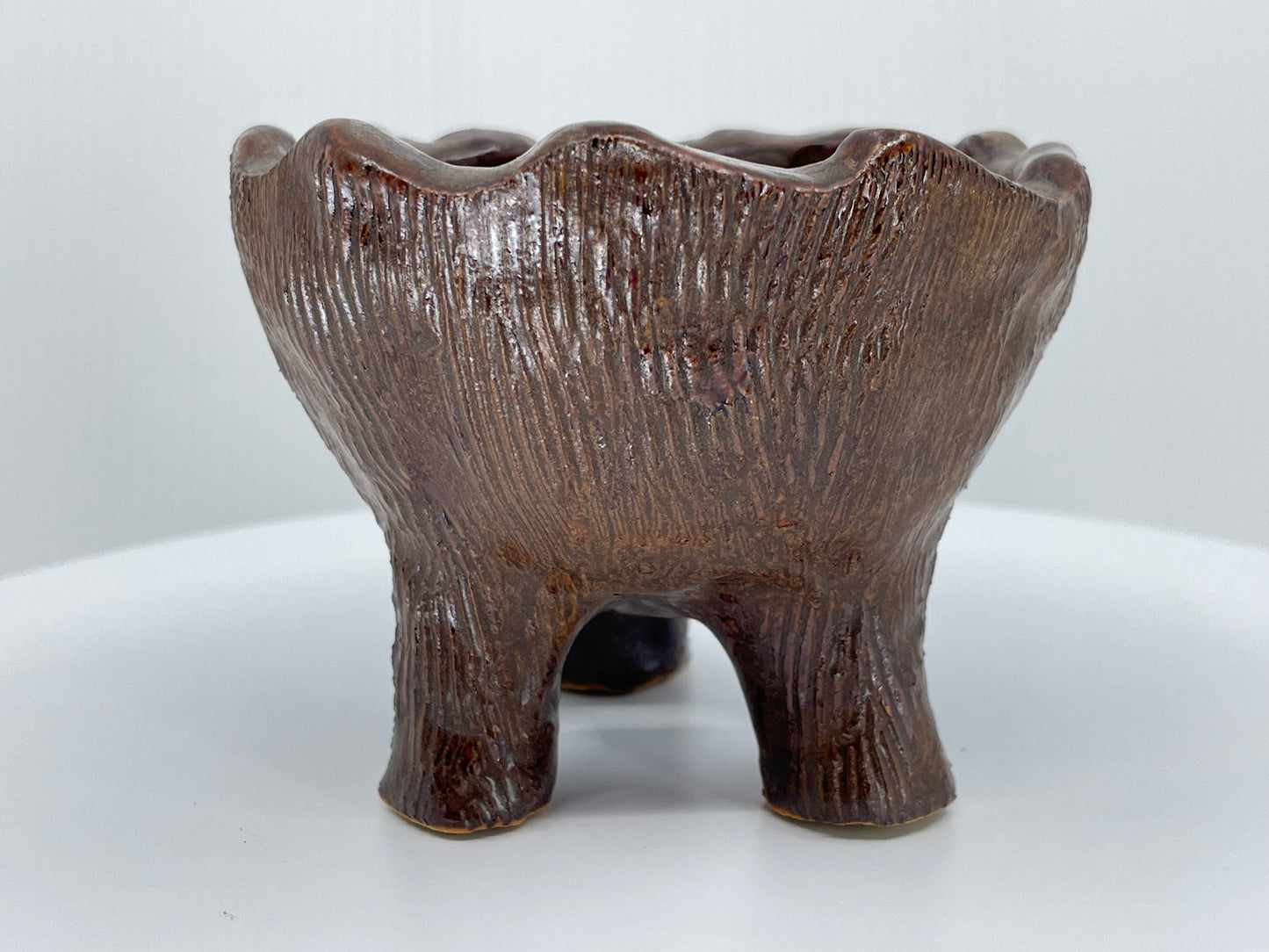 Brown Textured Accent Pinch Pot 3.6"