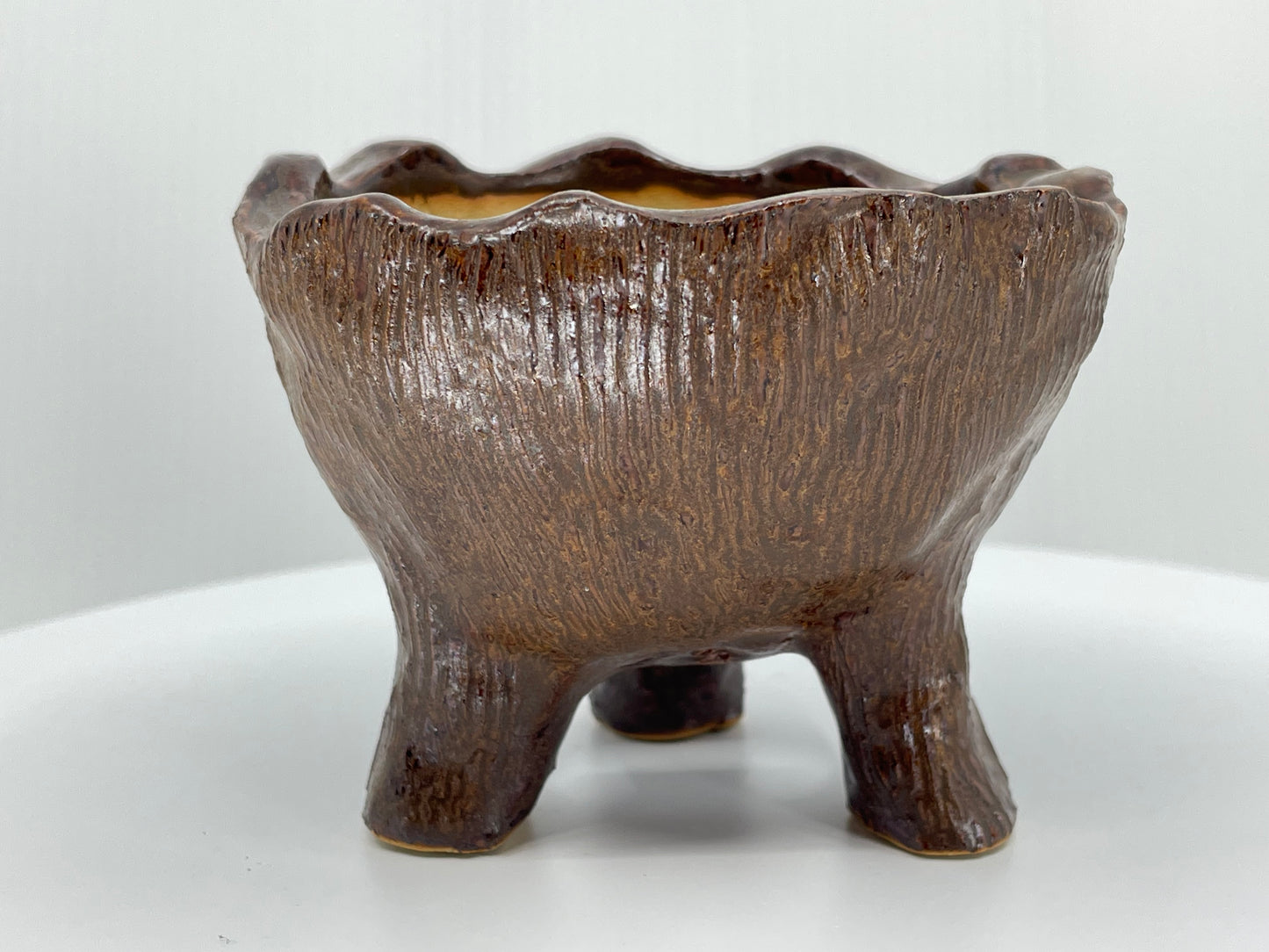 Brown Textured Accent Pinch Pot 3.6"