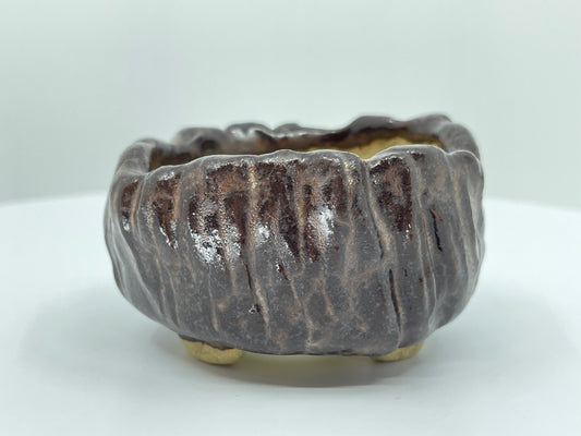 Brown Textured Accent Pinch Pot 2.4"