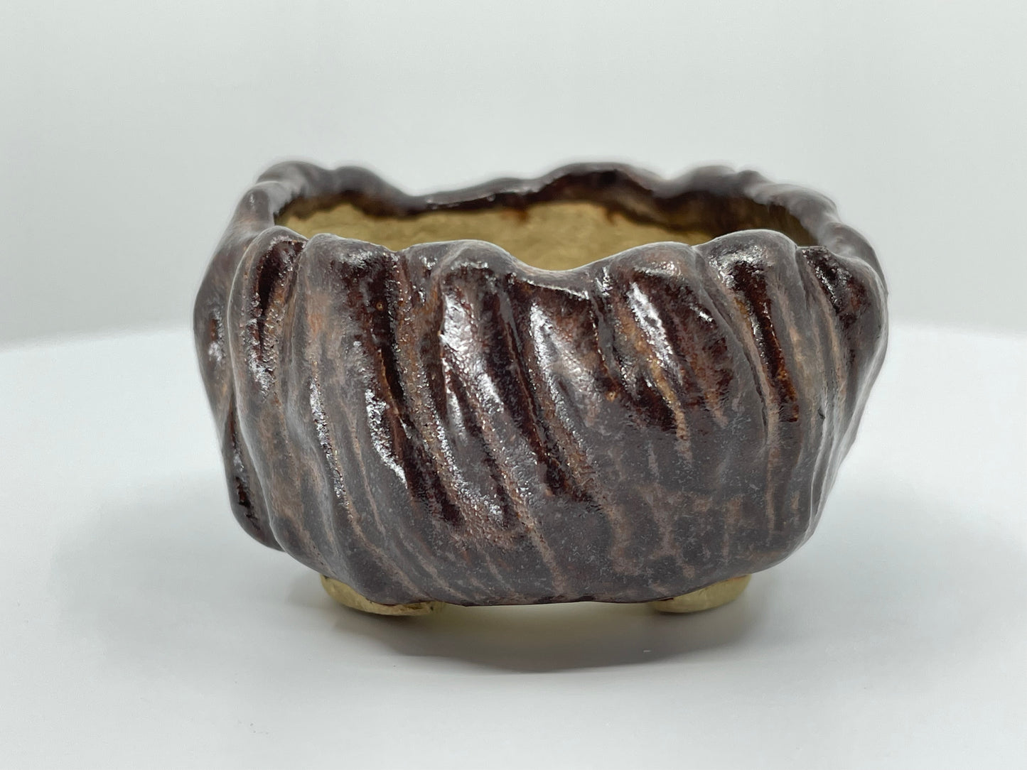 Brown Textured Accent Pinch Pot 2.4"