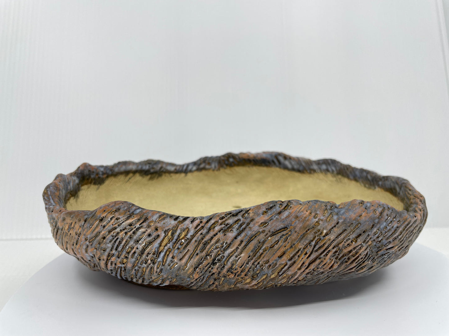 Brown Wood-like Oval Bonsai Pot 8.4"