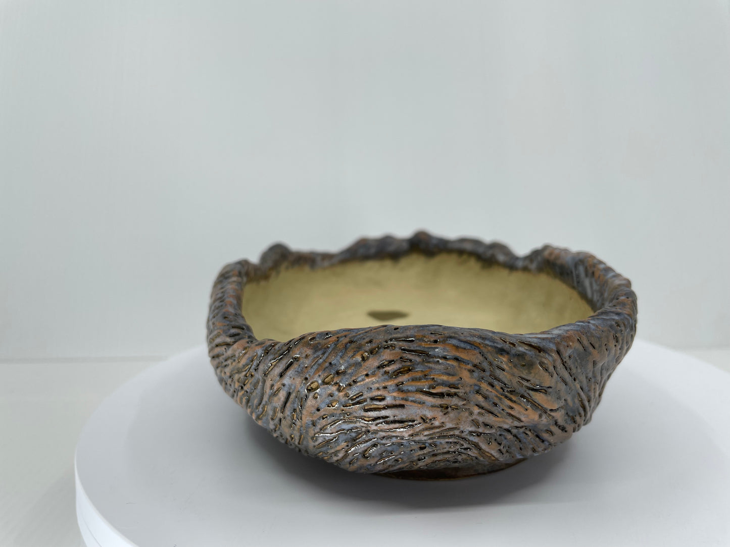 Brown Wood-like Oval Bonsai Pot 8.4"