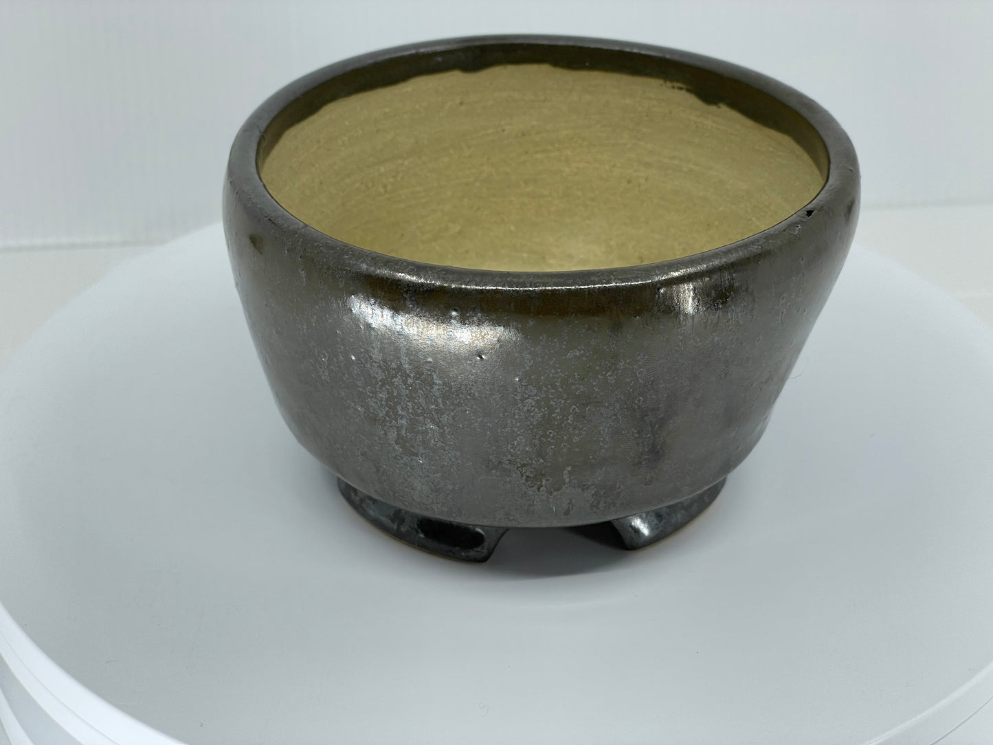 Dark Green Round Bonsai Pot 5"