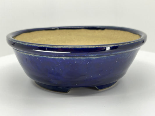 Sapphire Blue Round Shohin Bonsai Pot 4.75"