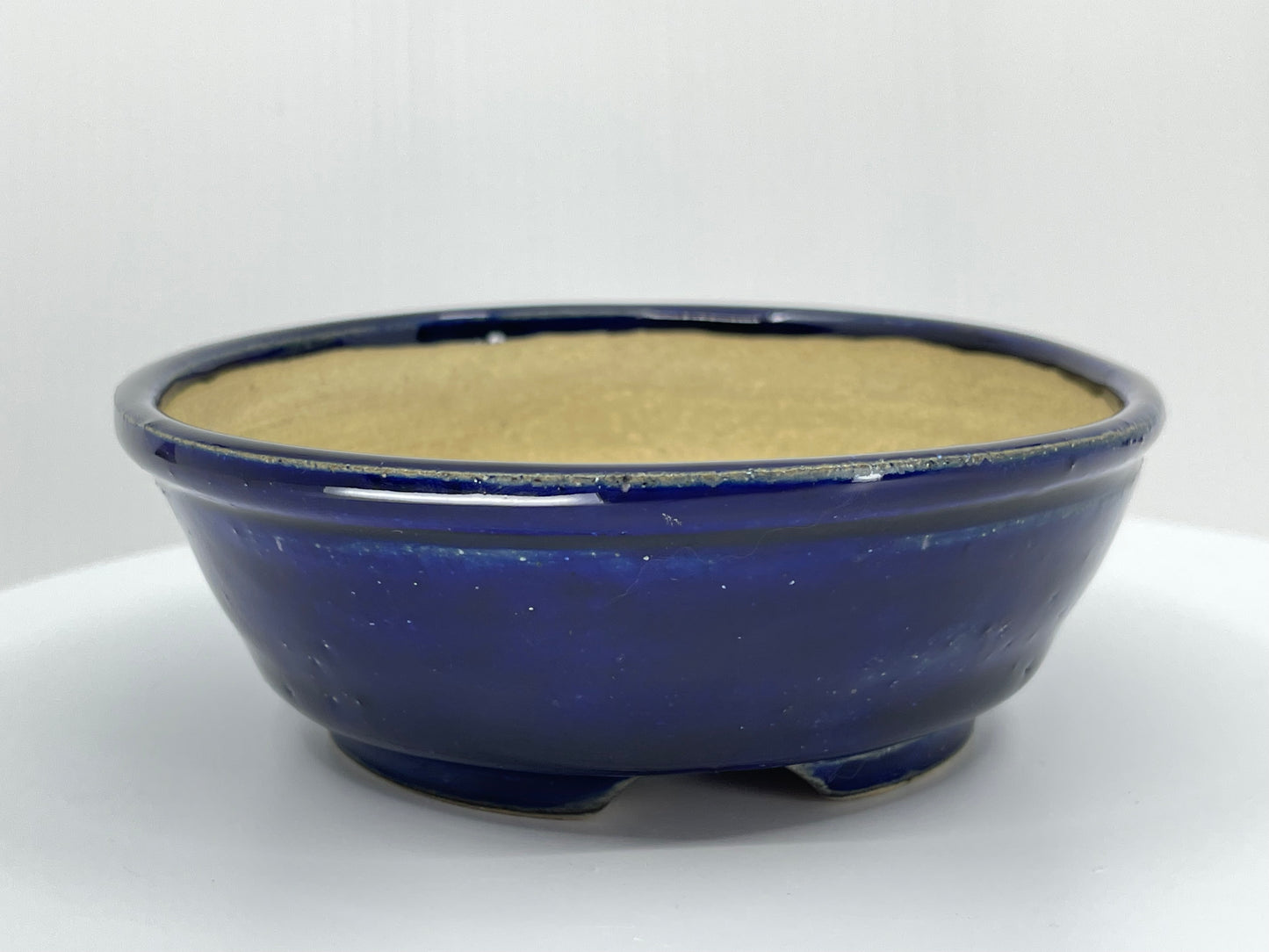 Sapphire Blue Round Shohin Bonsai Pot 4.75"