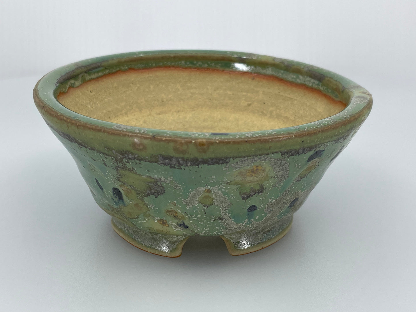 4.4" Wide Aurora Green Round Shohin Bonsai Pot