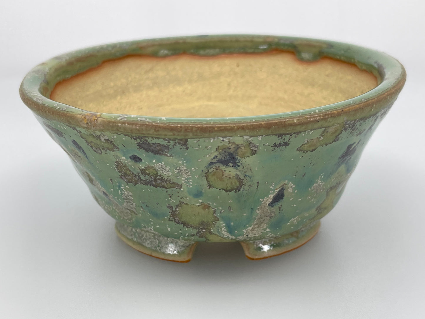 4.4" Wide Aurora Green Round Shohin Bonsai Pot