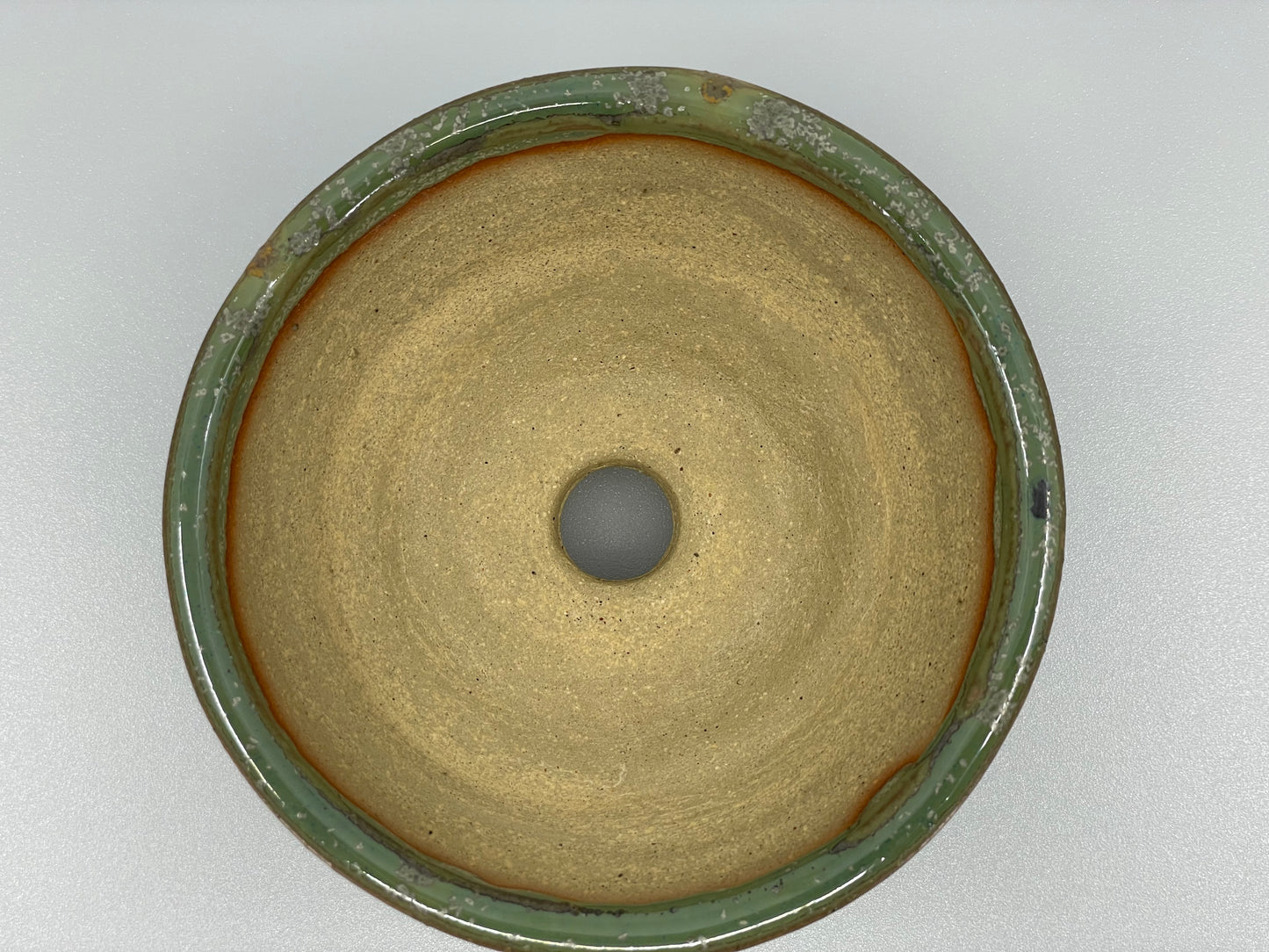 4.4" Wide Aurora Green Round Shohin Bonsai Pot