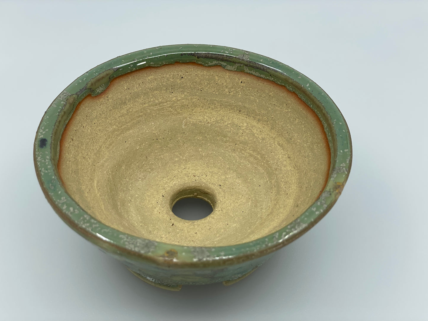 4.4" Wide Aurora Green Round Shohin Bonsai Pot