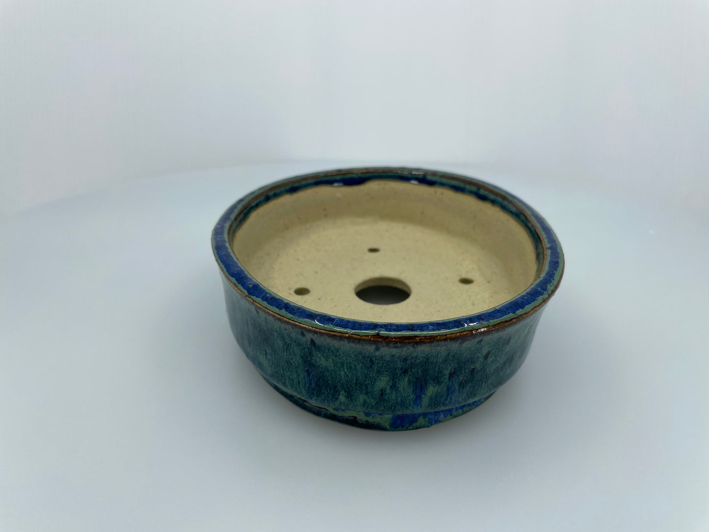 6.2" Wide Blue Surf Oval Shohin Bonsai Pot