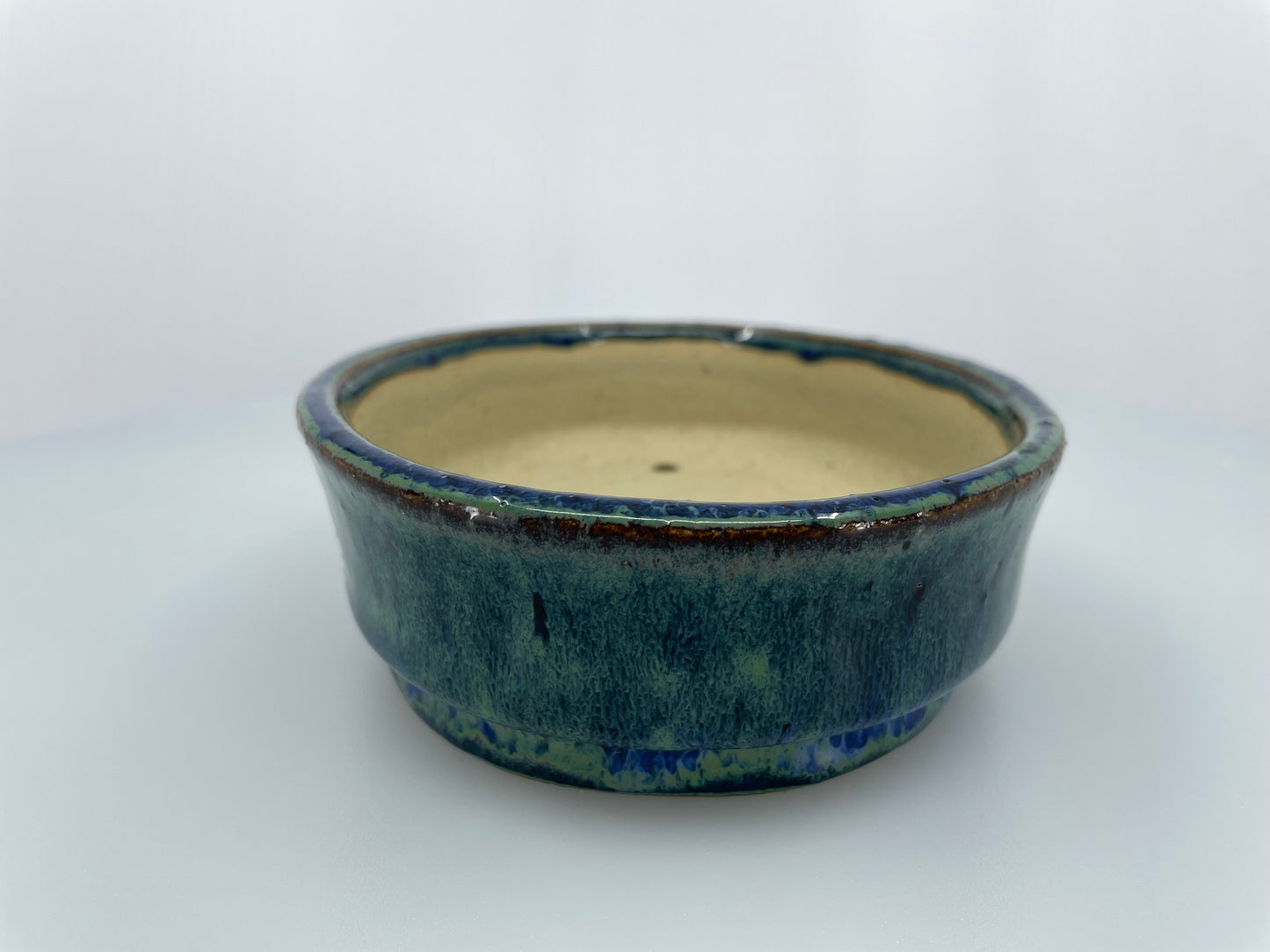 6.2" Wide Blue Surf Oval Shohin Bonsai Pot