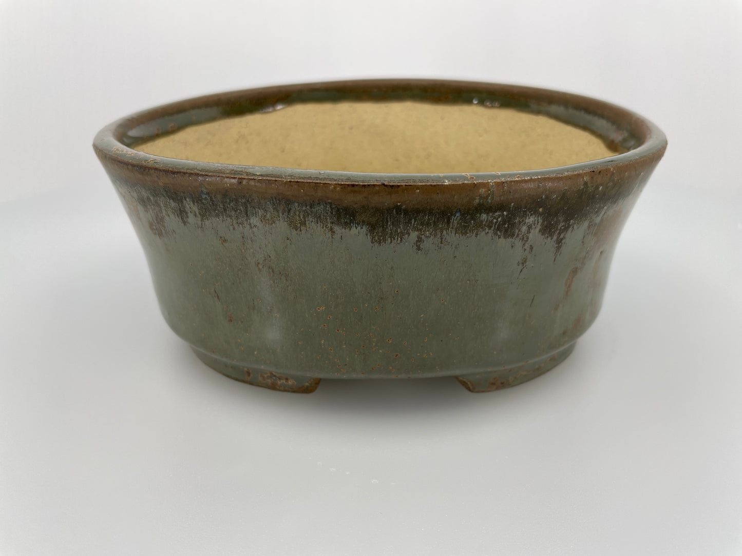 6.4" Wide Smoke Oval Shohin Bonsai Pot