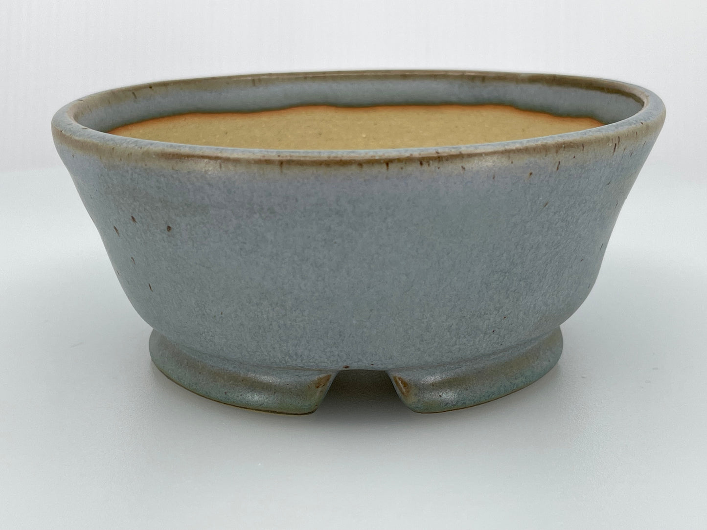 5" Wide Frost Blue Round Shohin Bonsai Pot