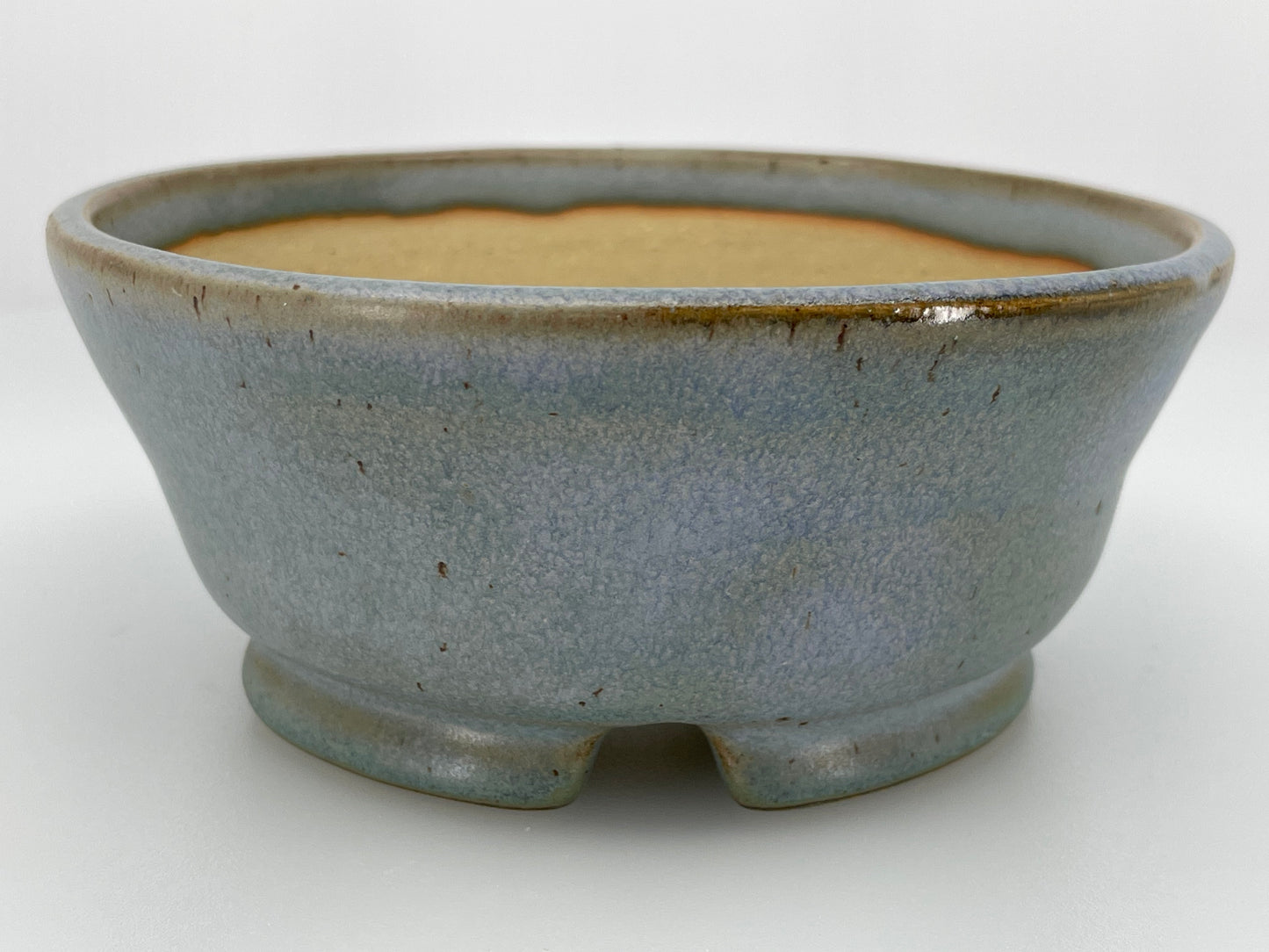 5" Wide Frost Blue Round Shohin Bonsai Pot