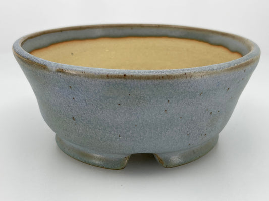 5" Wide Frost Blue Round Shohin Bonsai Pot