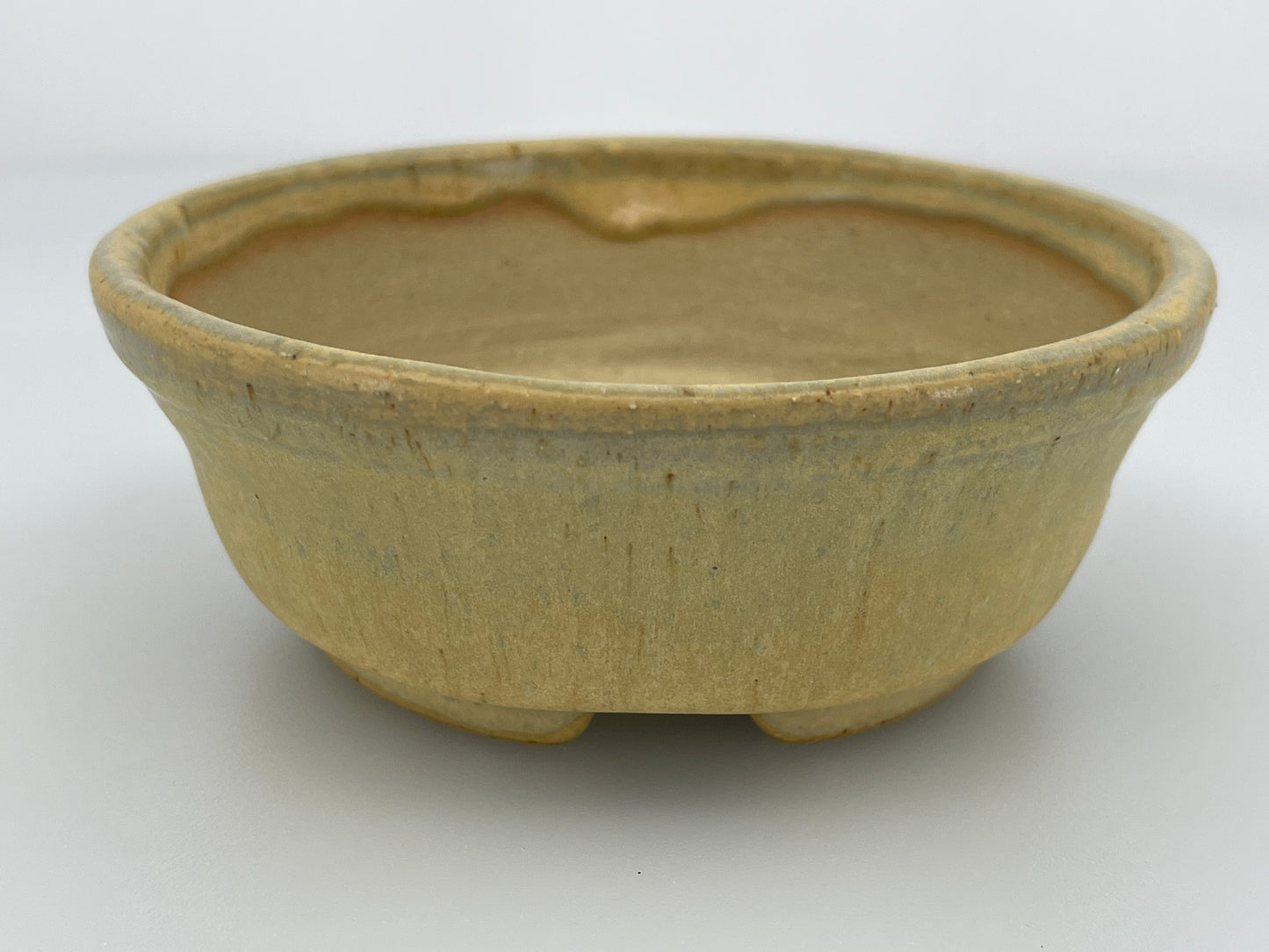 4.1" Wide Macadamia Round Shohin Bonsai Pot