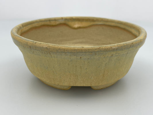 4.1" Wide Macadamia Round Shohin Bonsai Pot