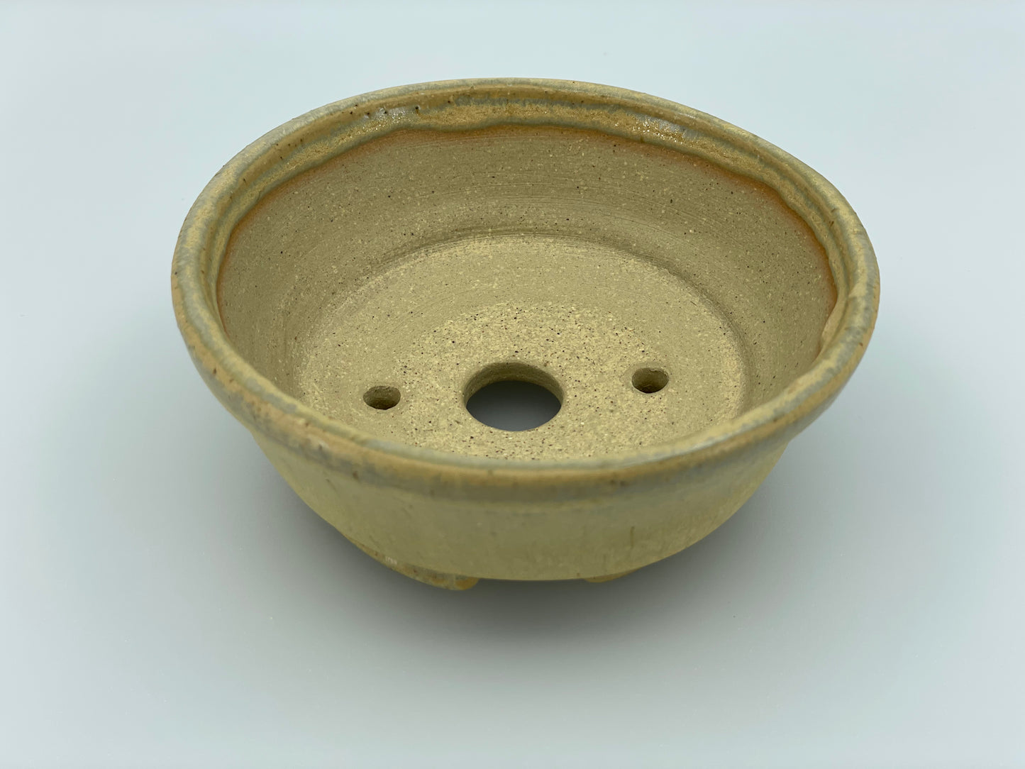 4.1" Wide Macadamia Round Shohin Bonsai Pot