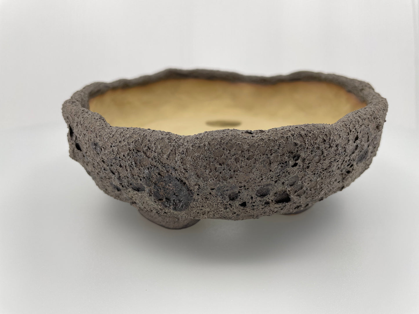 Black "Magma" Bonsai Pinch Pot 8.6"