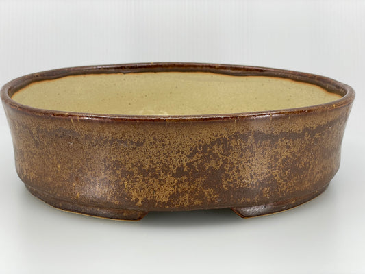 9.5" Wide Tea Dust Oval Bonsai Pot