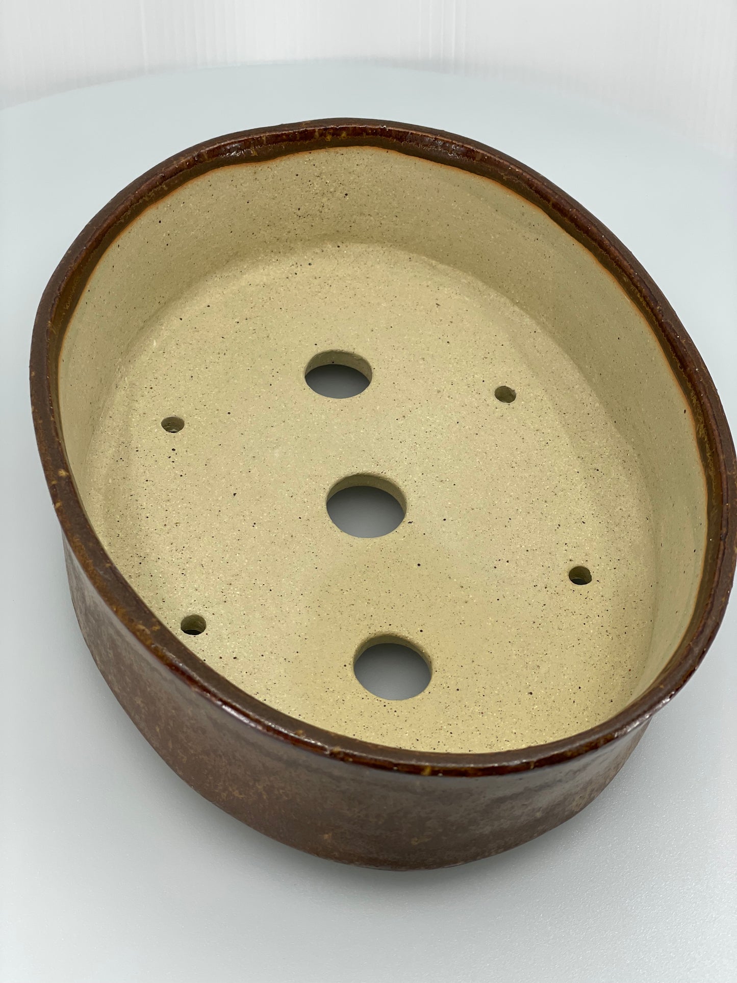 9.5" Wide Tea Dust Oval Bonsai Pot